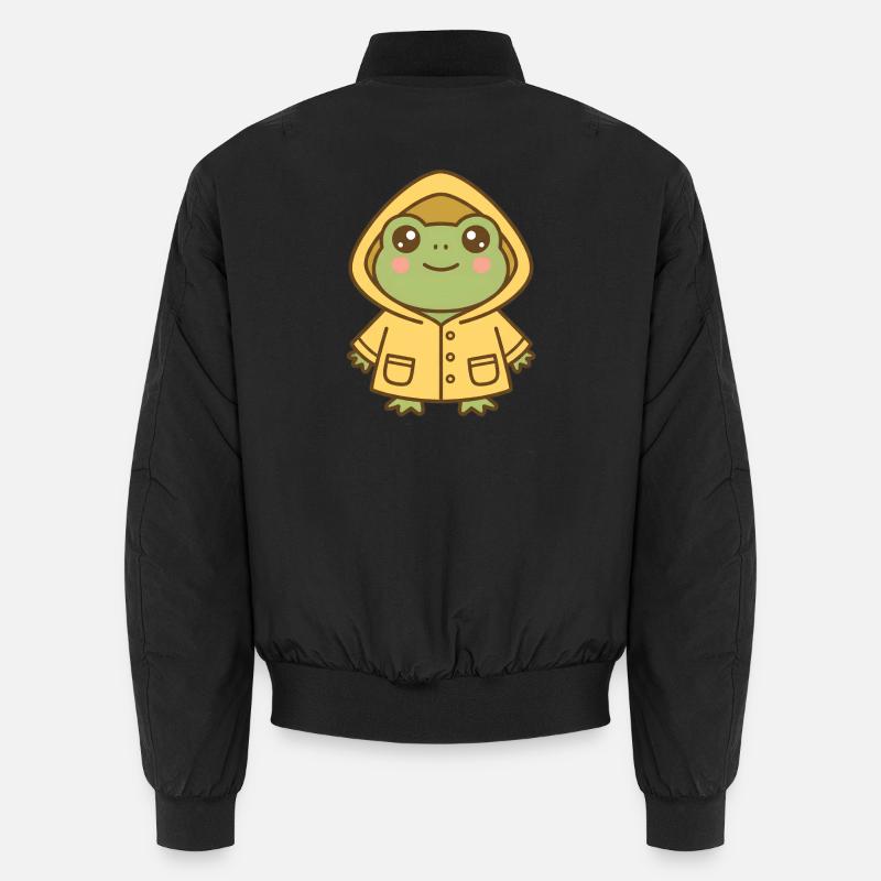 Frosch mit Regenmantel Unisex Bomberjacke