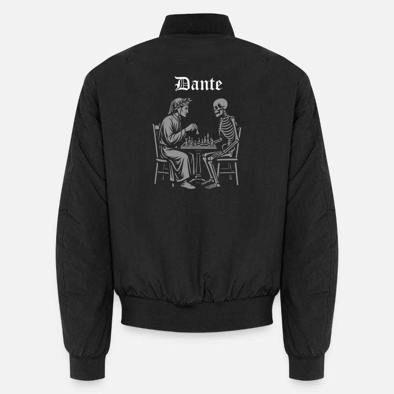 Dante and Skeleton Chess Match Unisex Bomber Jacket