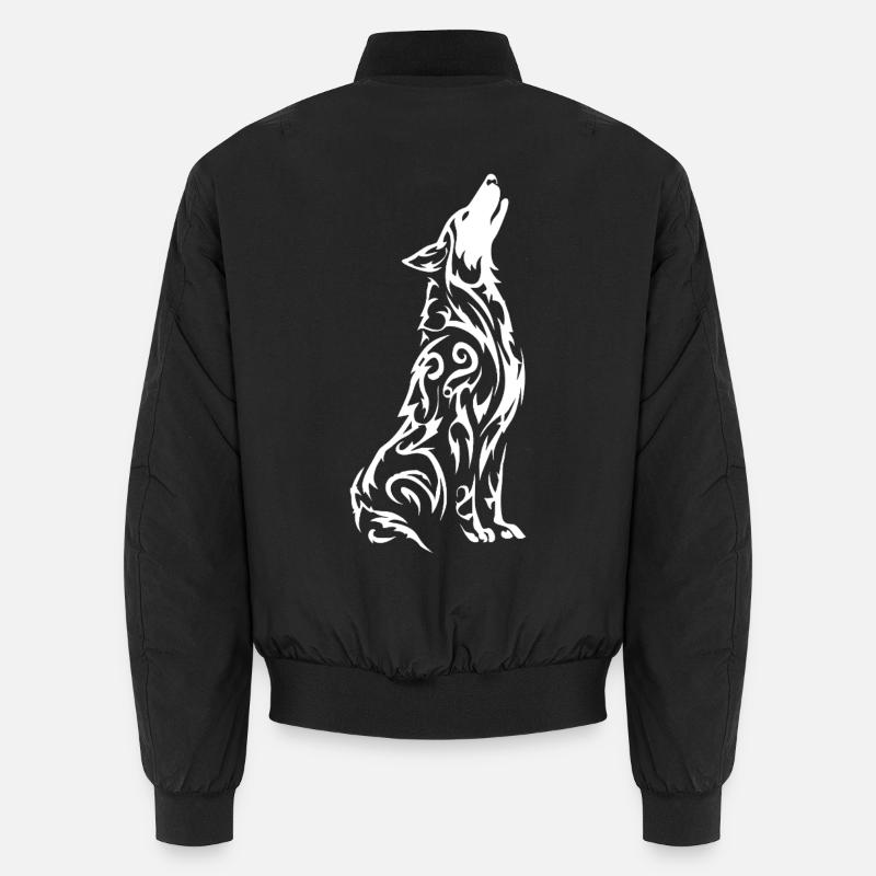 Wolfs Silhouette Tribal Muster - Unisex Bomberjacke - Schwarz