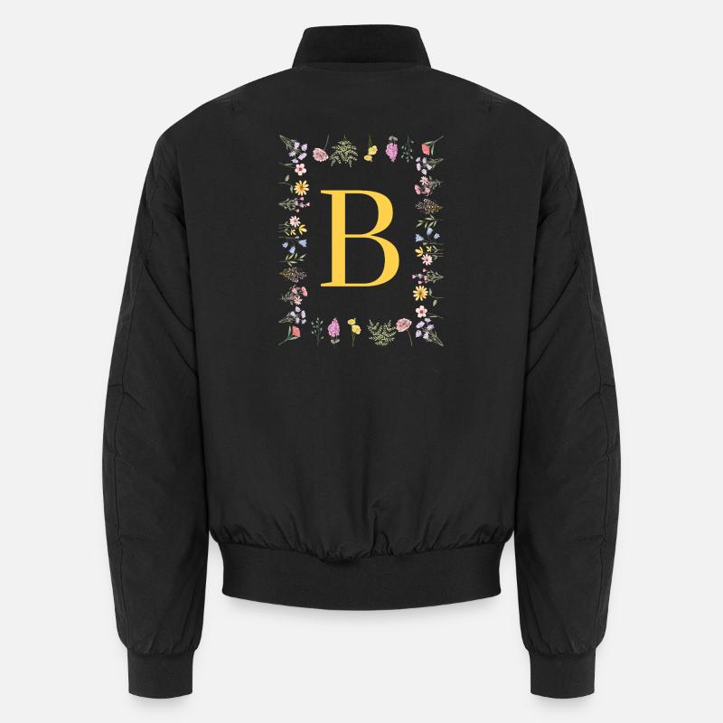 Florale Initialen "B", Buchstaben Monogramm  Unisex Bomberjacke
