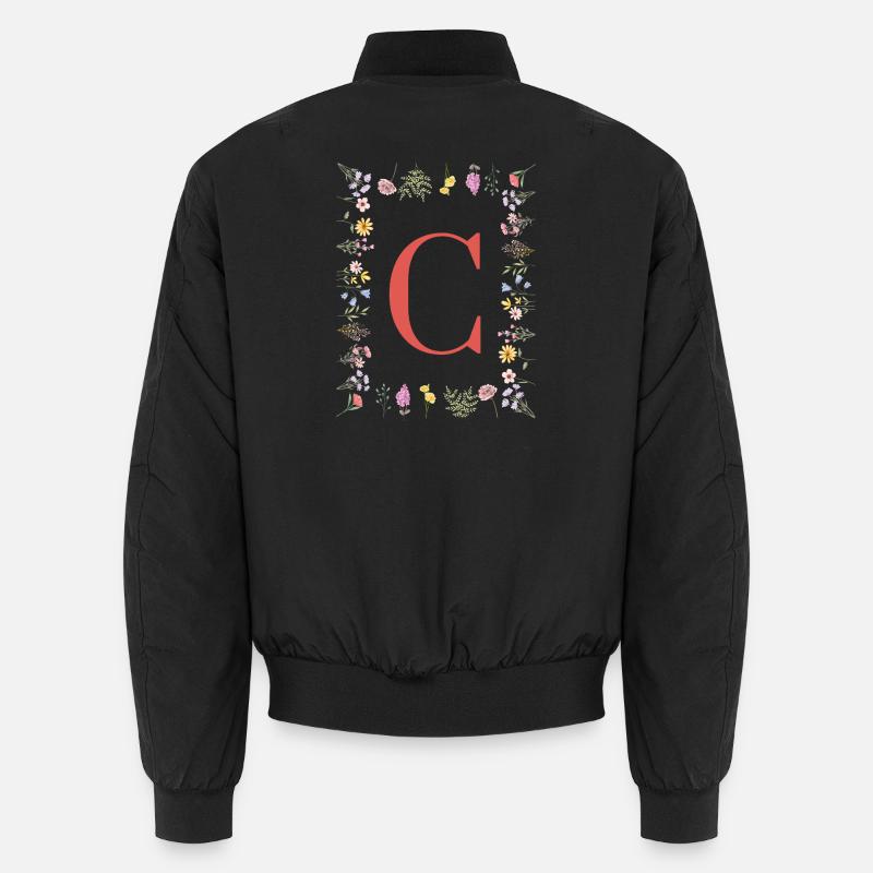 Initiales florales « C », monogramme de lettres Bomber unisexe
