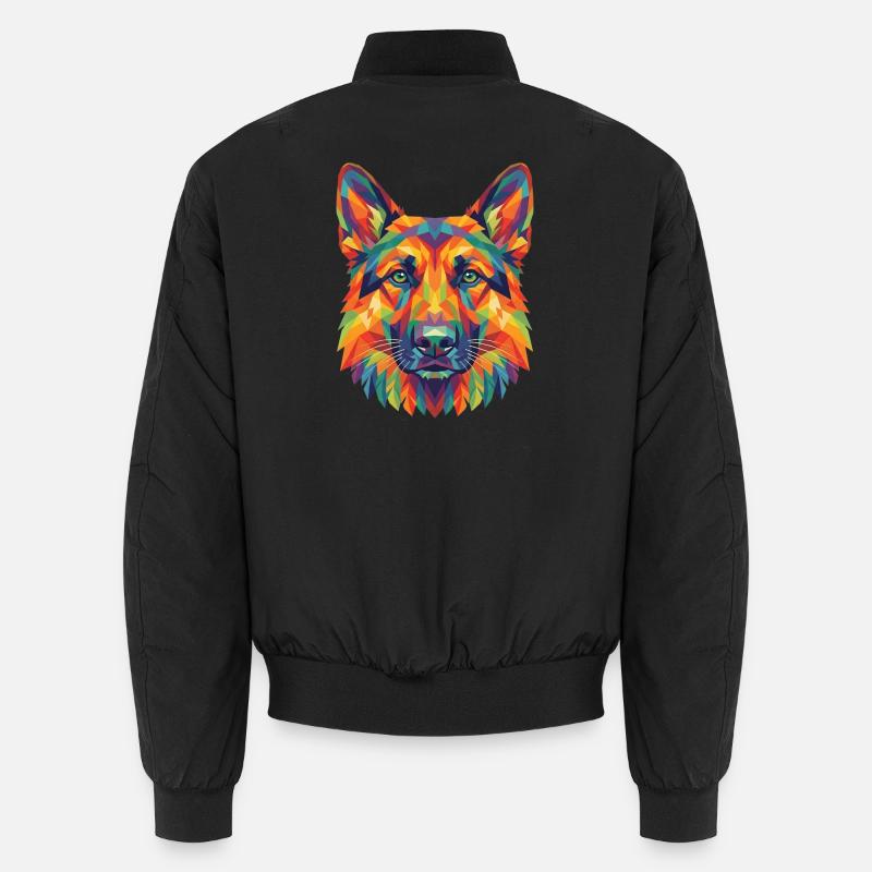 Colorful Geometric German Shepherd Pop Art Unisex Bomber Jacket