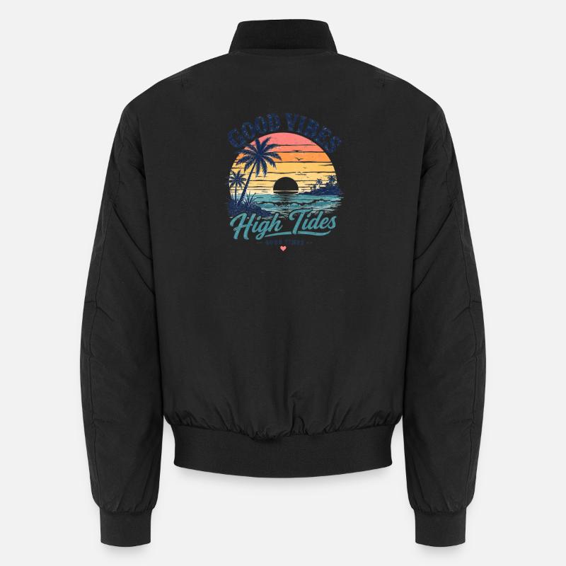 Vibes High Tides Sunset - Unisex Bomber Jacket - black