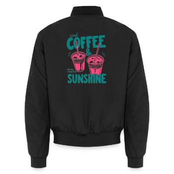 Sunshine Iced Coffee Vibes - Unisex Bomber Jacket - black - Back - AI Model Male 185 light (185cm)