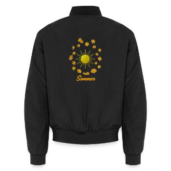 Goldener Sonnenschein mit Blüten - Unisex Bomberjacke - Schwarz - Hinten - AI Model Male 185 light (185cm)