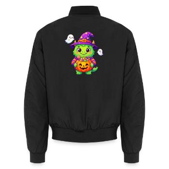 Kürbisdrache Hexe Halloween - Unisex Bomberjacke - Schwarz - Hinten - AI Model Male 185 light (185cm)