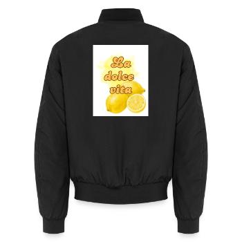 Zitrus Lebensfreude Design - Unisex Bomberjacke - Schwarz - Hinten - AI Model Male 185 light (185cm)
