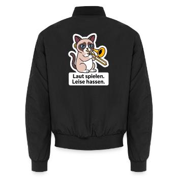 Posaune Posaunist Katze Blechbläser T-Shirt - Unisex Bomberjacke - Schwarz - Hinten - AI Model Male 185 light (185cm)
