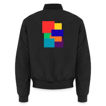 Fette geometrische Blöcke - Unisex Bomberjacke - Schwarz - Hinten - AI Model Male 185 light (185cm)