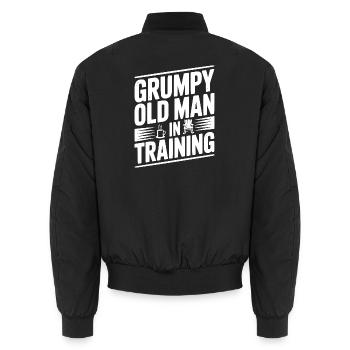 Grummeliger alter Mann im Entstehen - Unisex Bomberjacke - Schwarz - Hinten - AI Model Male 185 light (185cm)