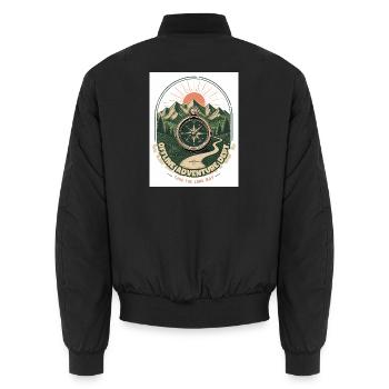 Kompass in den Bergen: Der lange Weg - Unisex Bomberjacke - Schwarz - Hinten - AI Model Male 185 light (185cm)