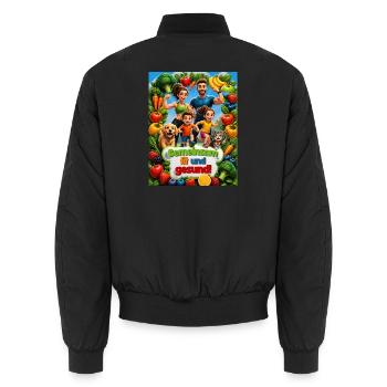 Kochen Küche Familie Essen Lebensmittel Gesund - Unisex Bomberjacke - Schwarz - Hinten - AI Model Male 185 light (185cm)