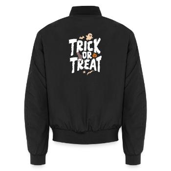 Trick or Treat – Geister & Kürbis - Unisex Bomberjacke - Schwarz - Hinten - AI Model Male 185 light (185cm)