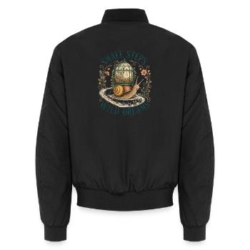 Kleine Schritte, wilde Träume - Unisex Bomberjacke - Schwarz - Hinten - AI Model Male 185 light (185cm)