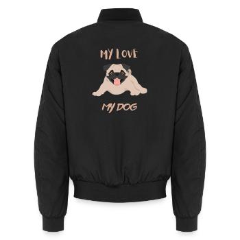 meine Liebe, mein Hund - Unisex Bomberjacke - Schwarz - Hinten - AI Model Male 185 light (185cm)