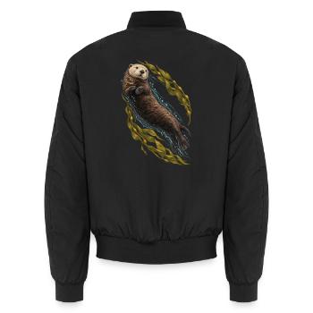 Seeotter dreht sich durch den Seetang - Unisex Bomberjacke - Schwarz - Hinten - AI Model Male 185 light (185cm)
