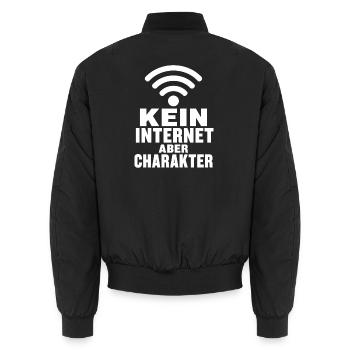 Kein Internet aber Charakter lustiger Spruch Shirt - Unisex Bomberjacke - Schwarz - Hinten - AI Model Male 185 light (185cm)