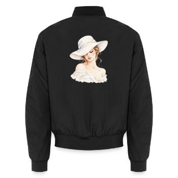Portrait einer Frau mit Hut - Unisex Bomberjacke - Schwarz - Hinten - AI Model Male 185 light (185cm)