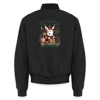 Bunny & Bubbles Weihnachtsbäckerei - Unisex Bomberjacke - Schwarz - Hinten - AI Model Male 185 light (185cm)