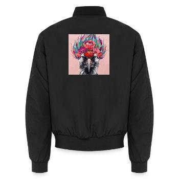 Kranich in Farbe - Unisex Bomberjacke - Schwarz - Hinten - AI Model Male 185 light (185cm)