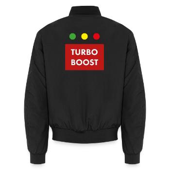 Texte rétro du turbo boost - Bomber unisexe - noir - Dos - AI Model Male 185 light (185cm)
