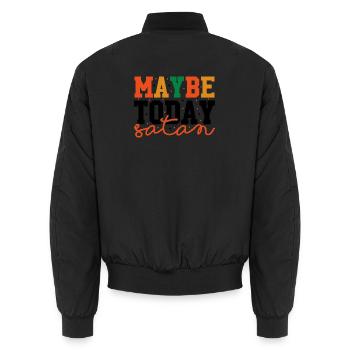 Bunte Buchstabenmuster Punkte - Unisex Bomberjacke - Schwarz - Hinten - AI Model Male 185 light (185cm)