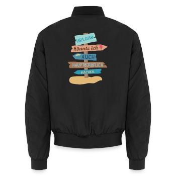 Urlaub - Unisex Bomberjacke - Schwarz - Hinten - AI Model Male 185 light (185cm)