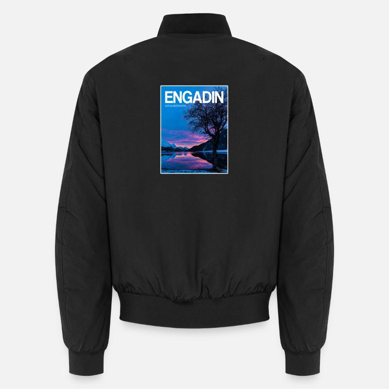 Engadin Seenlandschaft Abendlicht - Unisex Bomberjacke - Schwarz