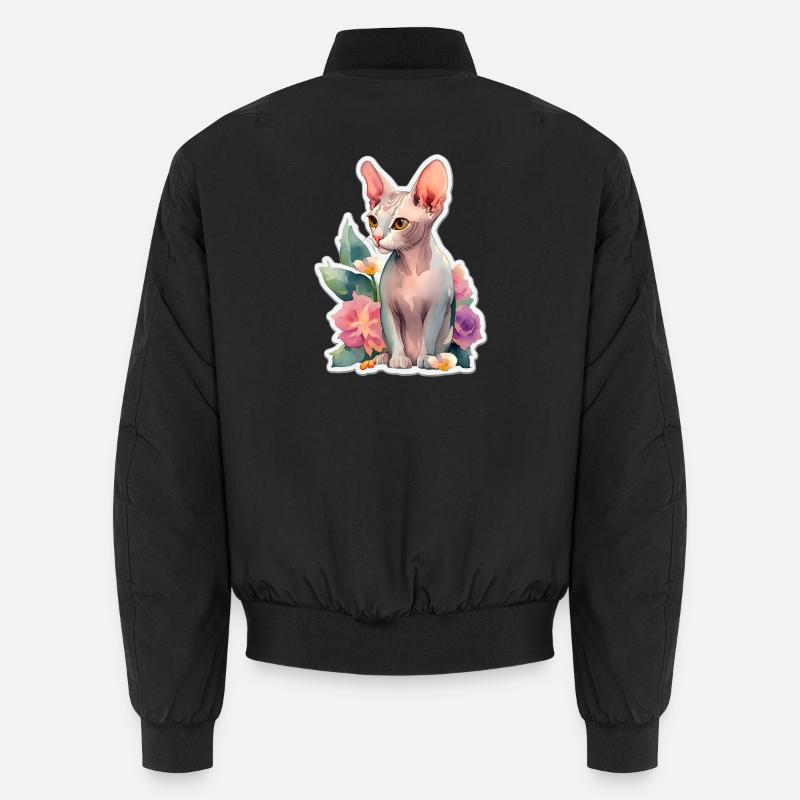 Sphynx Cat - Unisex Bomber Jacket - black