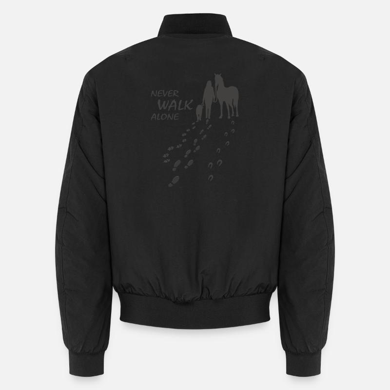 Hund Pferd Reiterin - Never walk alone, Backprint Unisex Bomberjacke