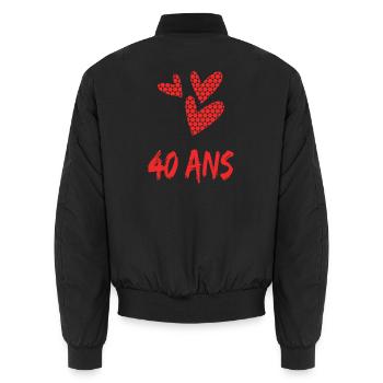 40. 40 ANS. 40e ANNIVERSAIRE. ANNIVERSAIRE 40 ANS. - Bomber unisexe - noir - Dos - AI Model Male 185 light (185cm)