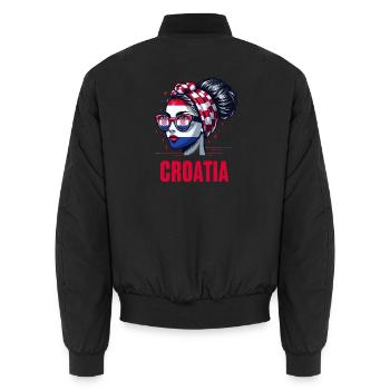 Stylisches Kroatien Girl: Retro Chic mit modernem Twist - Unisex Bomberjacke - Schwarz - Hinten - AI Model Male 185 light (185cm)