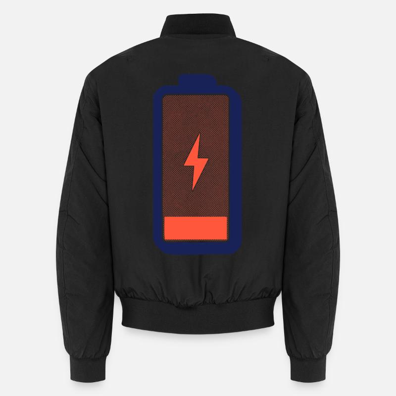 Battery Empty – Charge Me! - Unisex Bomber Jacket - black