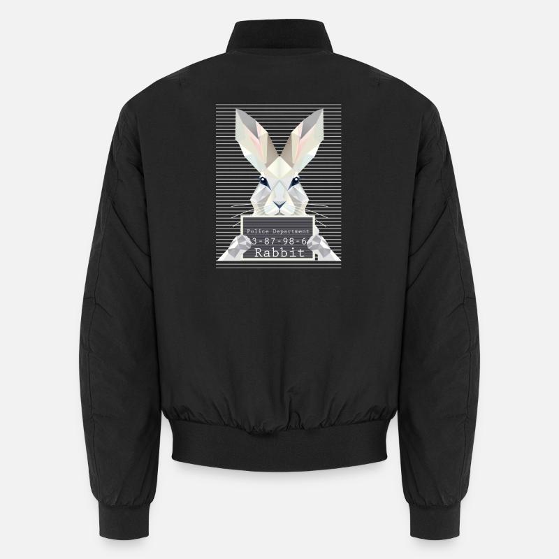Rabbit Mugshot – Bunny Humor in Geometry Unisex Bomber Jacket