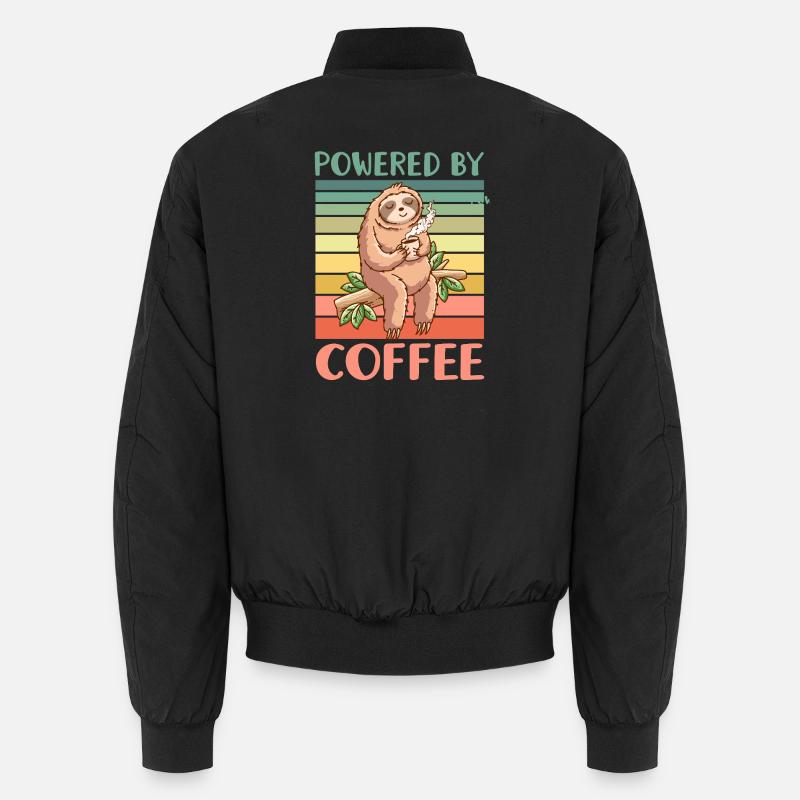 Coffee Sloth - Unisex Bomber Jacket - black