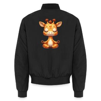 Mignon Girafe Yoga Méditation Relaxation Dessin animé - Bomber unisexe - noir - Dos - AI Model Male 185 light (185cm)