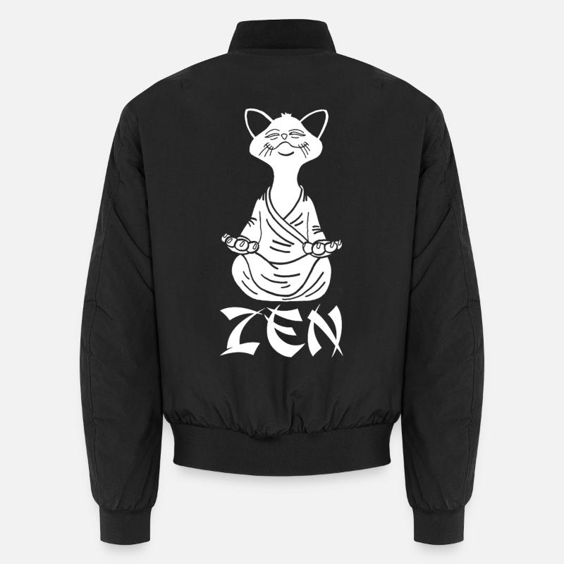 Chat blanc zen - Bomber unisexe - noir