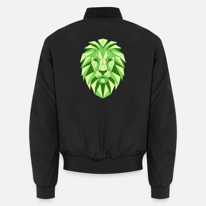 Geometric lion head in green - Unisex Bomber Jacket - black
