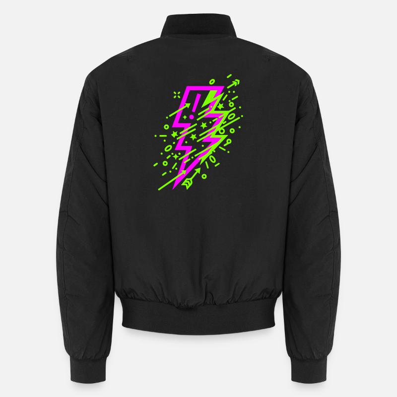 Lebendige kosmische Blitze in Neon Unisex Bomberjacke