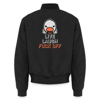 Goose Live Laugh Duck Off Sunglasses Middle Finger - Unisex Bomber Jacket - black - Back - AI Model Male 185 light (185cm)