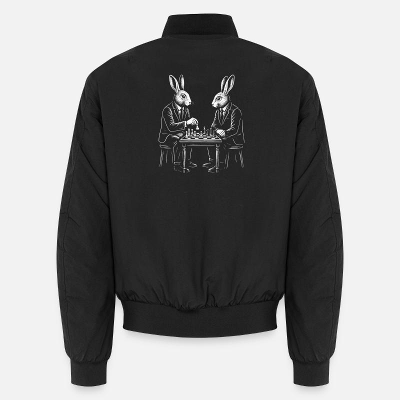 Gentlemen Rabbits Chess Match Unisex Bomber Jacket