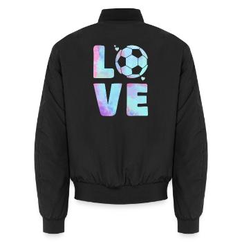 Love Football T-Shirt – Sport & Heart Design - Unisex Bomber Jacket - black - Back - AI Model Male 185 light (185cm)