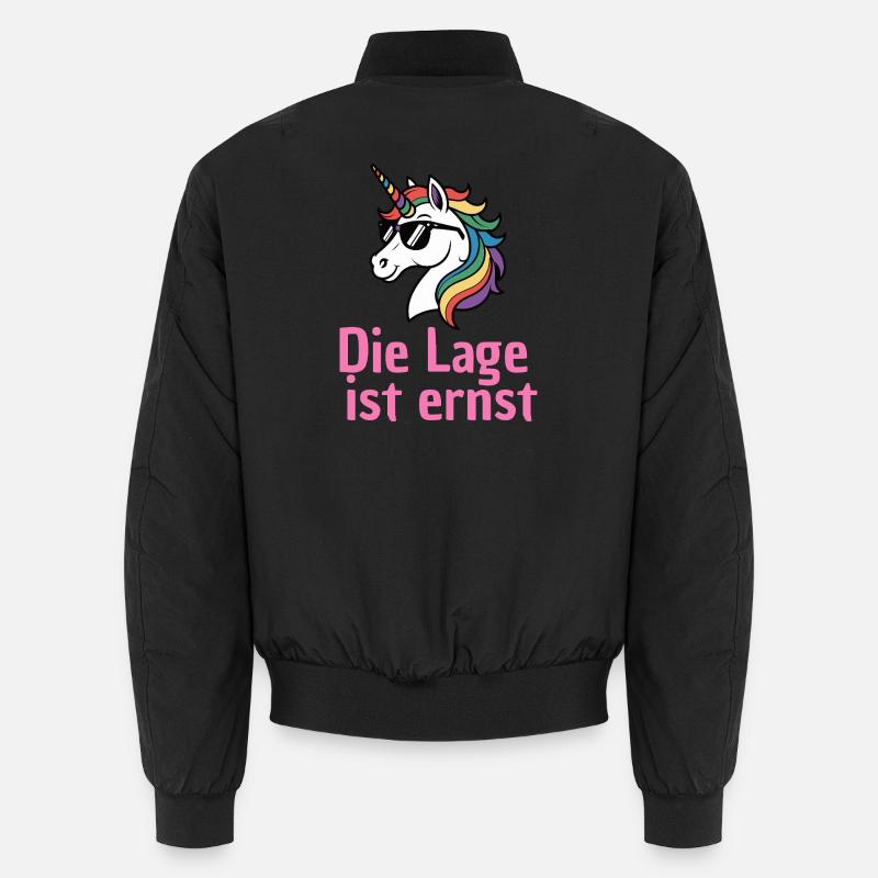 LAGE IST ERNST, COOLES EINHORN! LUSTIGER SPRUCH Unisex Bomberjacke