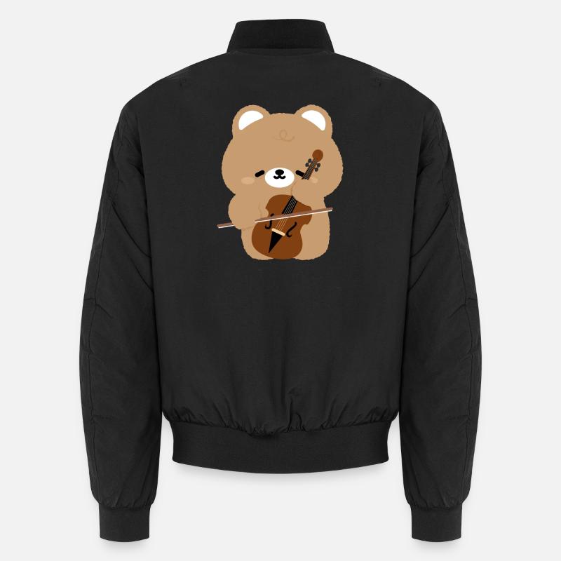 Bären-Cello-Charme - Unisex Bomberjacke - Schwarz