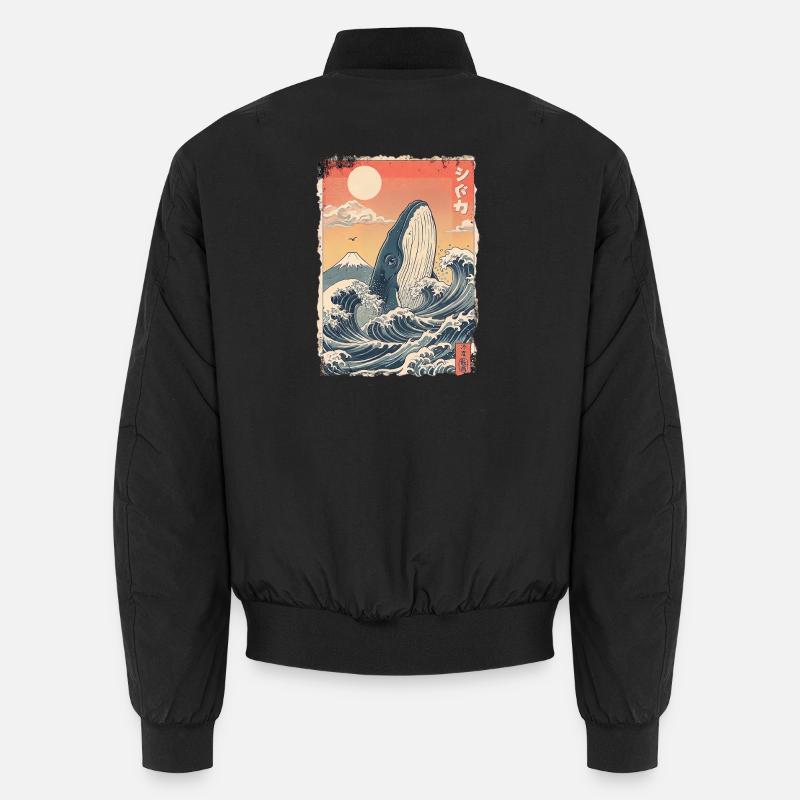 kawaii whale - Unisex Bomber Jacket - black