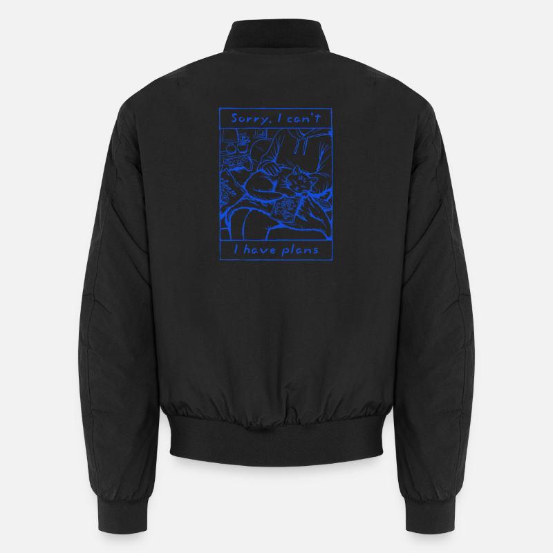 Sorry, I Have Plans Funny Cat Design for Introvert Unisex Bomber Jacket