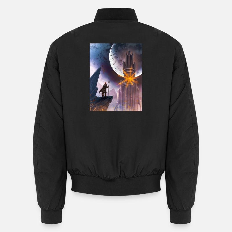 Moon and Fire Castle - Unisex Bomber Jacket - black