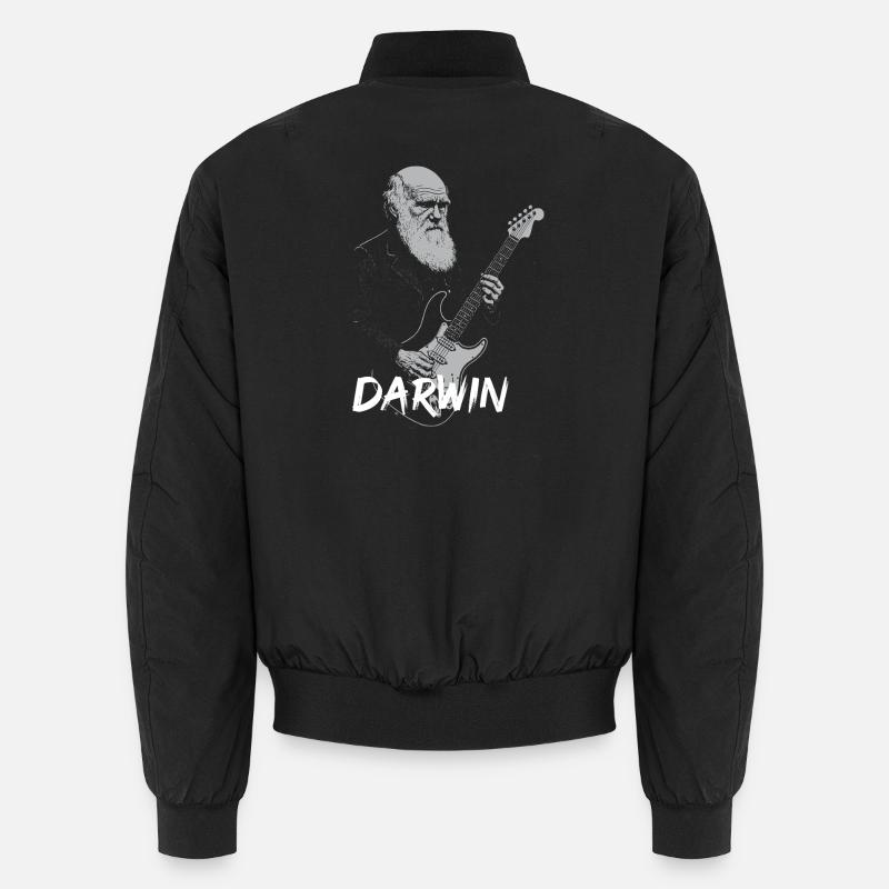 Darwin Playing Guitar Evolution - Unisex Bomber Jacket - black