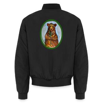 Bear mit Bambus-Wunsch - Unisex Bomberjacke - Schwarz - Hinten - AI Model Male 185 light (185cm)