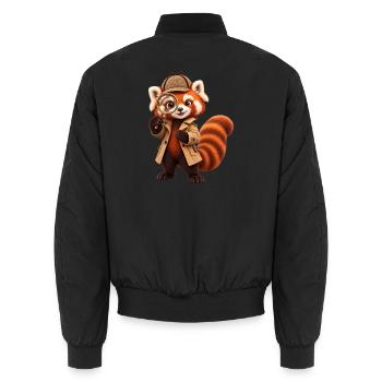 Roter Panda-Detektiv mit Lupe - Unisex Bomberjacke - Schwarz - Hinten - AI Model Male 185 light (185cm)